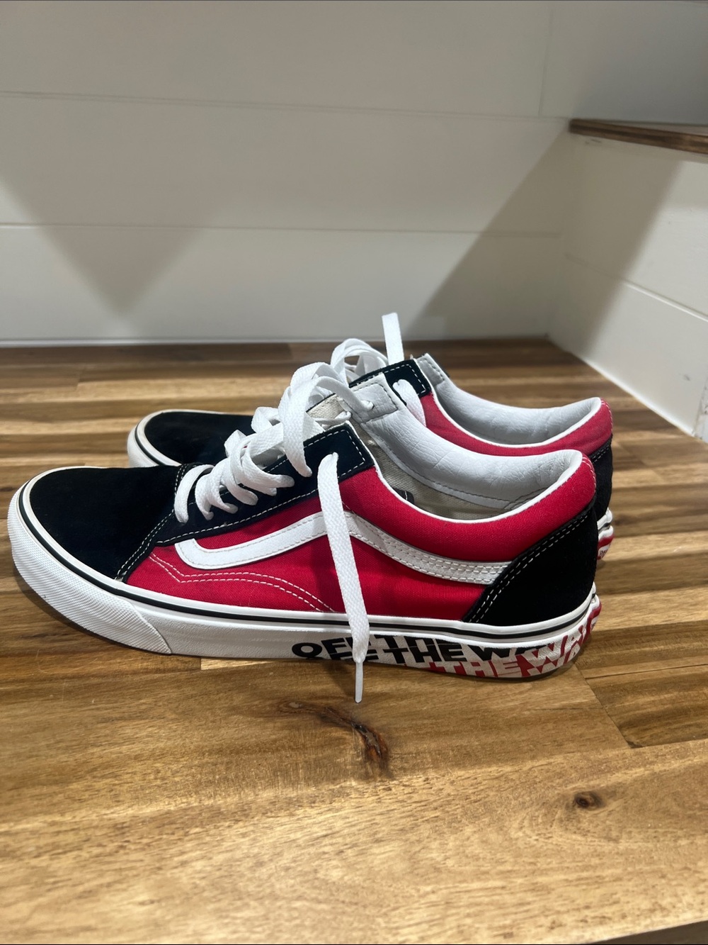 Vans Old Skool Sneakers in Black, Red & White